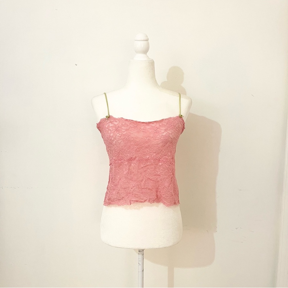 vintage y2k victoria's secret pink lace camisole tank top cami
